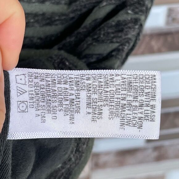 Standard James Perse Midi Dress Gray Green Striped Ruched Scoop Neck Cotton 1 - Picture 6 of 8